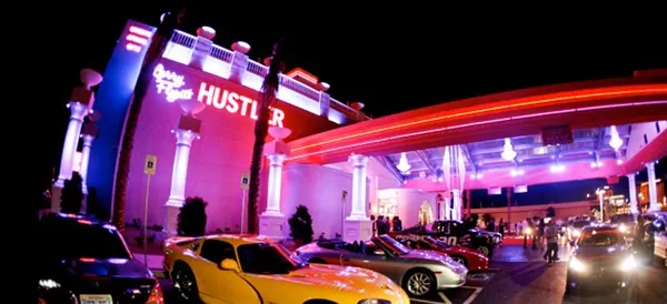 Larry Flynt's Hustler Club Las Vegas exterior and entrance at night