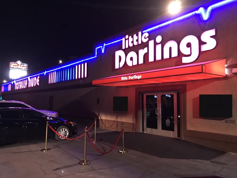 Little Darlings Las Vegas exterior and entrance on Western Avenue at night