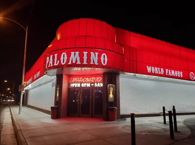 Palomino Club exterior with its red marquee in North Las Vegas